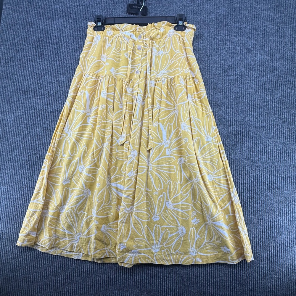 Universal Thread Skirt Womens Size M Yellow Excellent Floral Linen Blend Midi